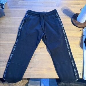 Hollister Men's Navy Jogger Pants with Logo Trim